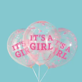 12 inch IT'S A GIRL PREFILLED WITH PINK CONFETTI (6 PK)