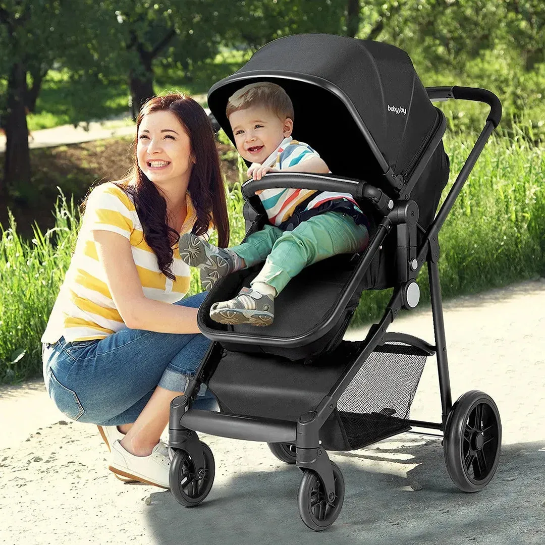 2 In 1 Foldable Baby Stroller Kids Travel Newborn Infant Buggy Pushchair - Black