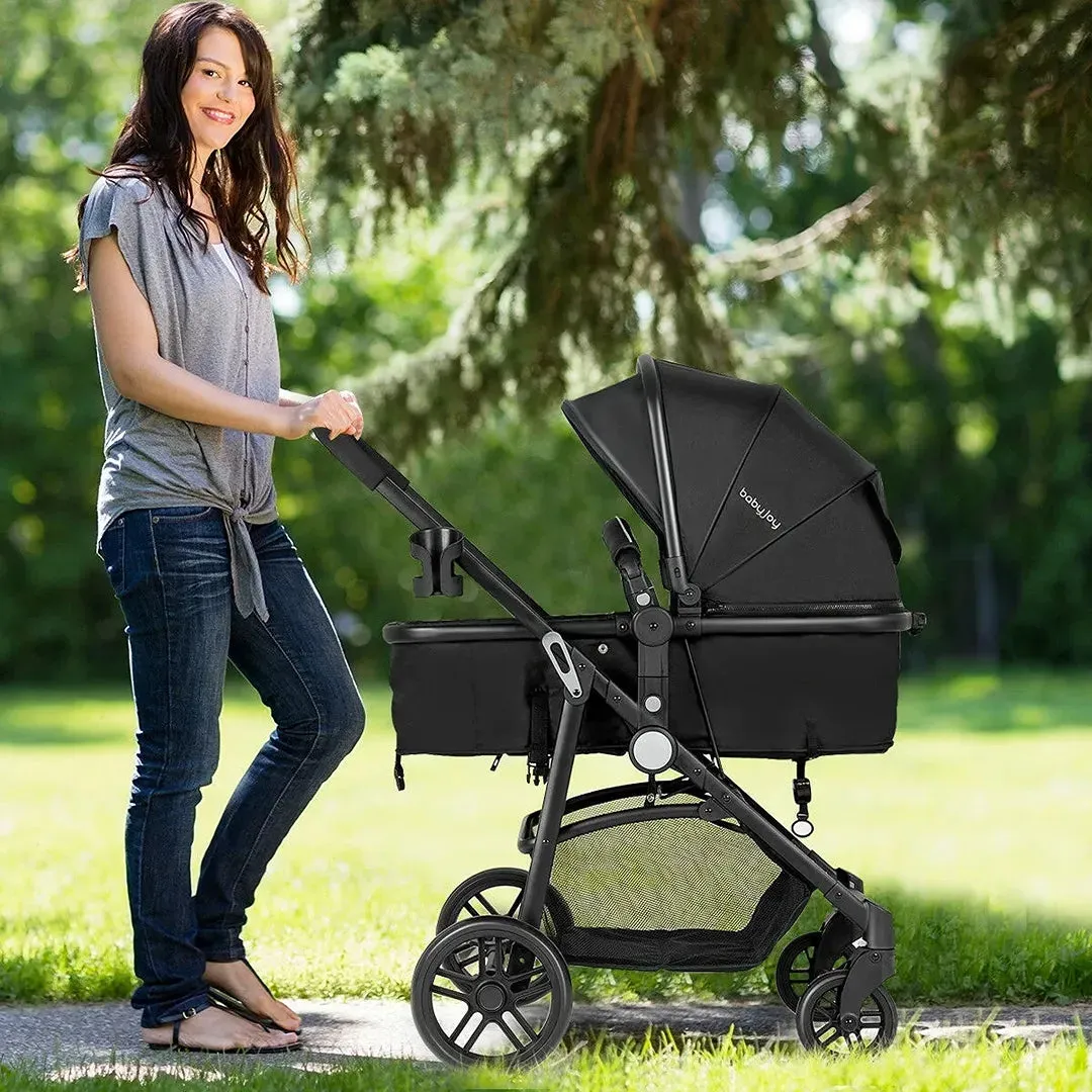 2 In 1 Foldable Baby Stroller Kids Travel Newborn Infant Buggy Pushchair - Black