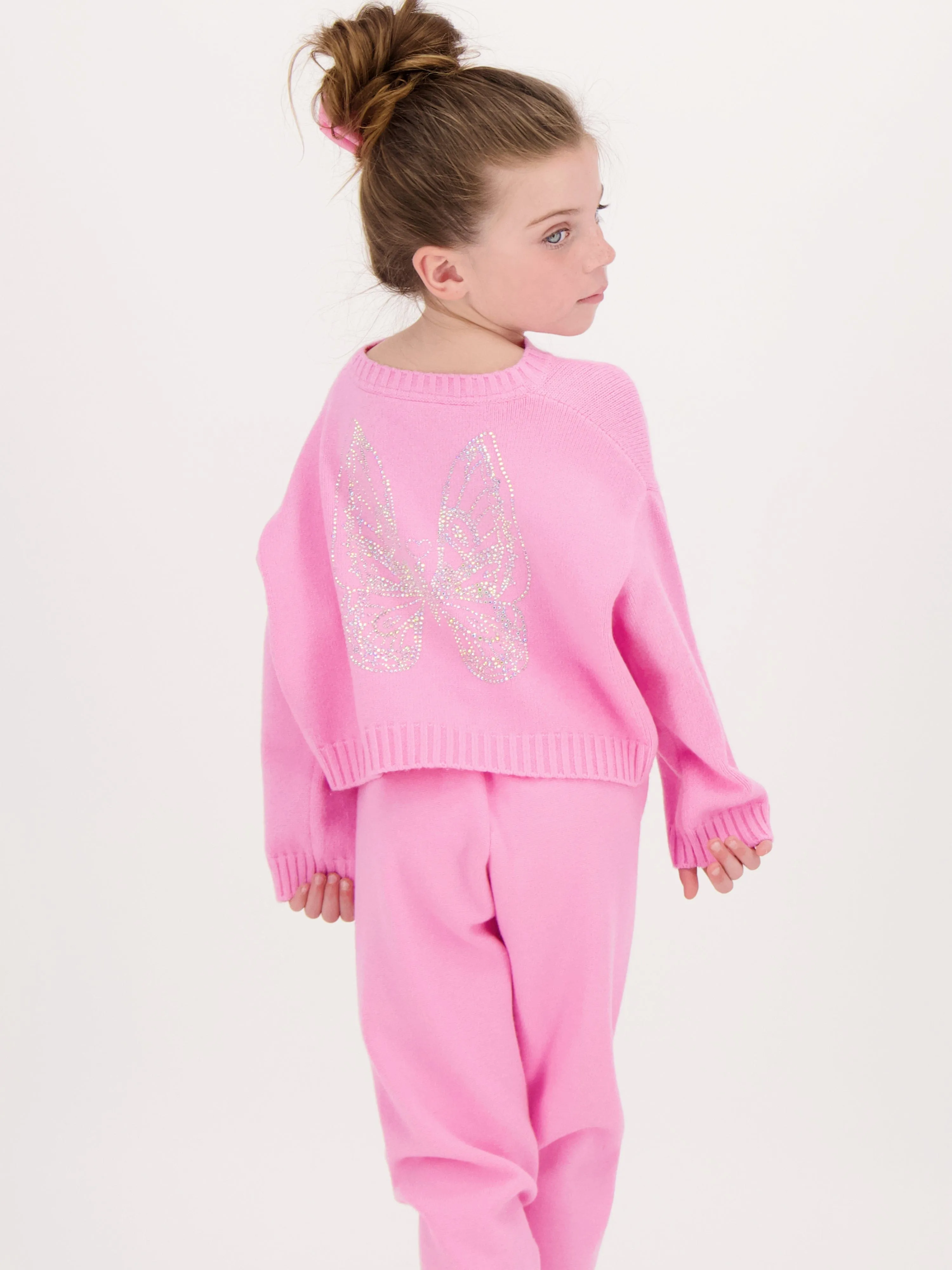 Angels Face Girls Roberta Cropped Jumper With Wings in Pink