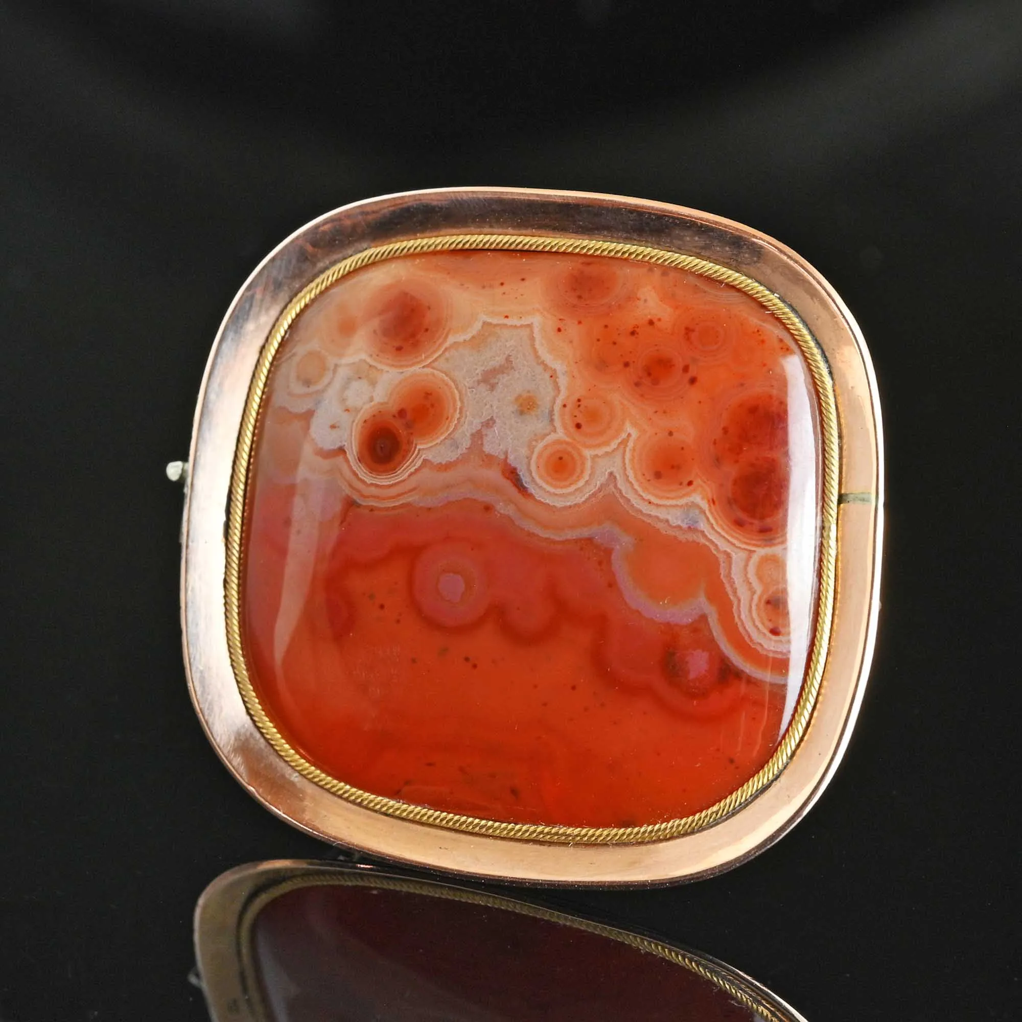 Antique 10K Rose Gold Scottish Carnelian Agate Brooch