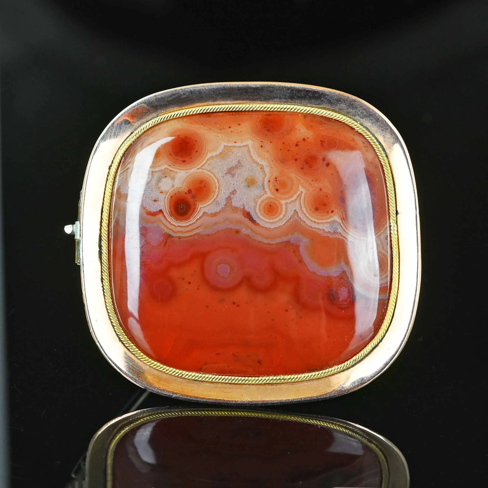 Antique 10K Rose Gold Scottish Carnelian Agate Brooch