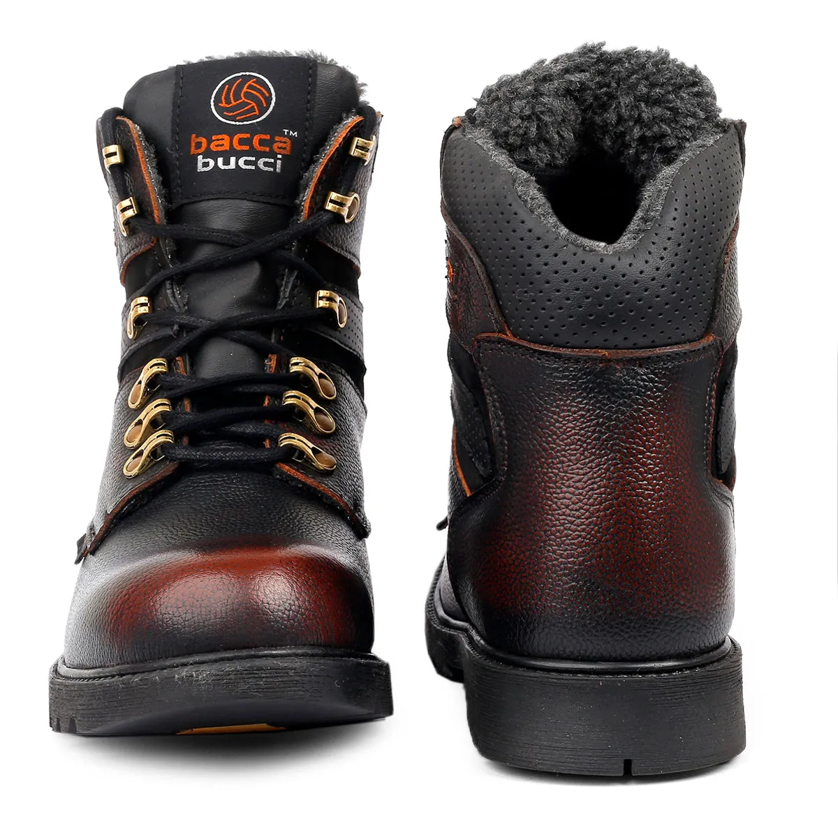 Bacca Bucci Genuine Grain Leather Boots | Snow Boots with 6 Inches Steel Toe Cap