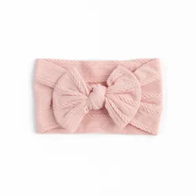 Cable Bow Headband - Baby Pink