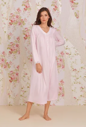 Dreamy Sweater Knit Long Nightgown- Soft Pink