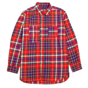 Engineered Garments Work Shirt Red Green Yellow Cotton Twill Plaid