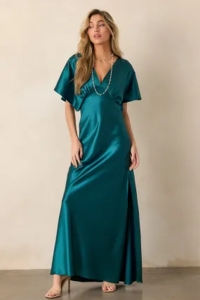 Serenity Calling Teal Satin Maxi Dress