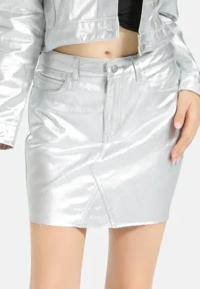 Silver Metallic Mini Skirt