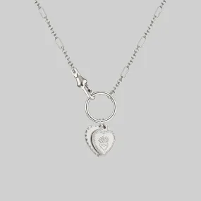 VALENTINA. Multi Heart Charm Clasp Necklace - Silver